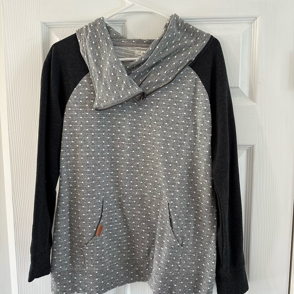 Gray and Black Polka Dot Sweater